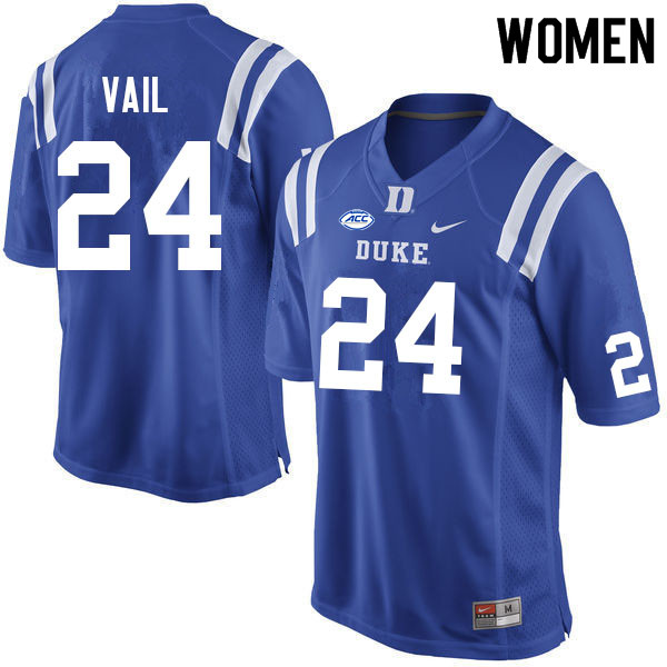 Women #24 Nathan Vail Duke Blue Devils College Football Jerseys Sale-Blue
